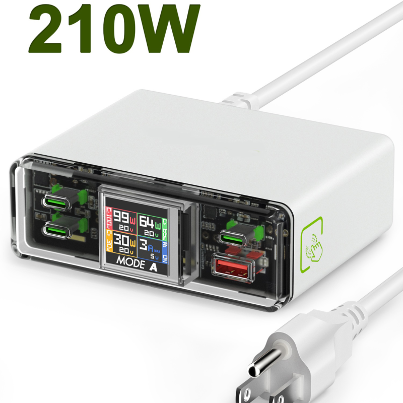 Cogeeker CGK-QC005 Smart GaN Fast Charger with OLED Color Display 130W 210W