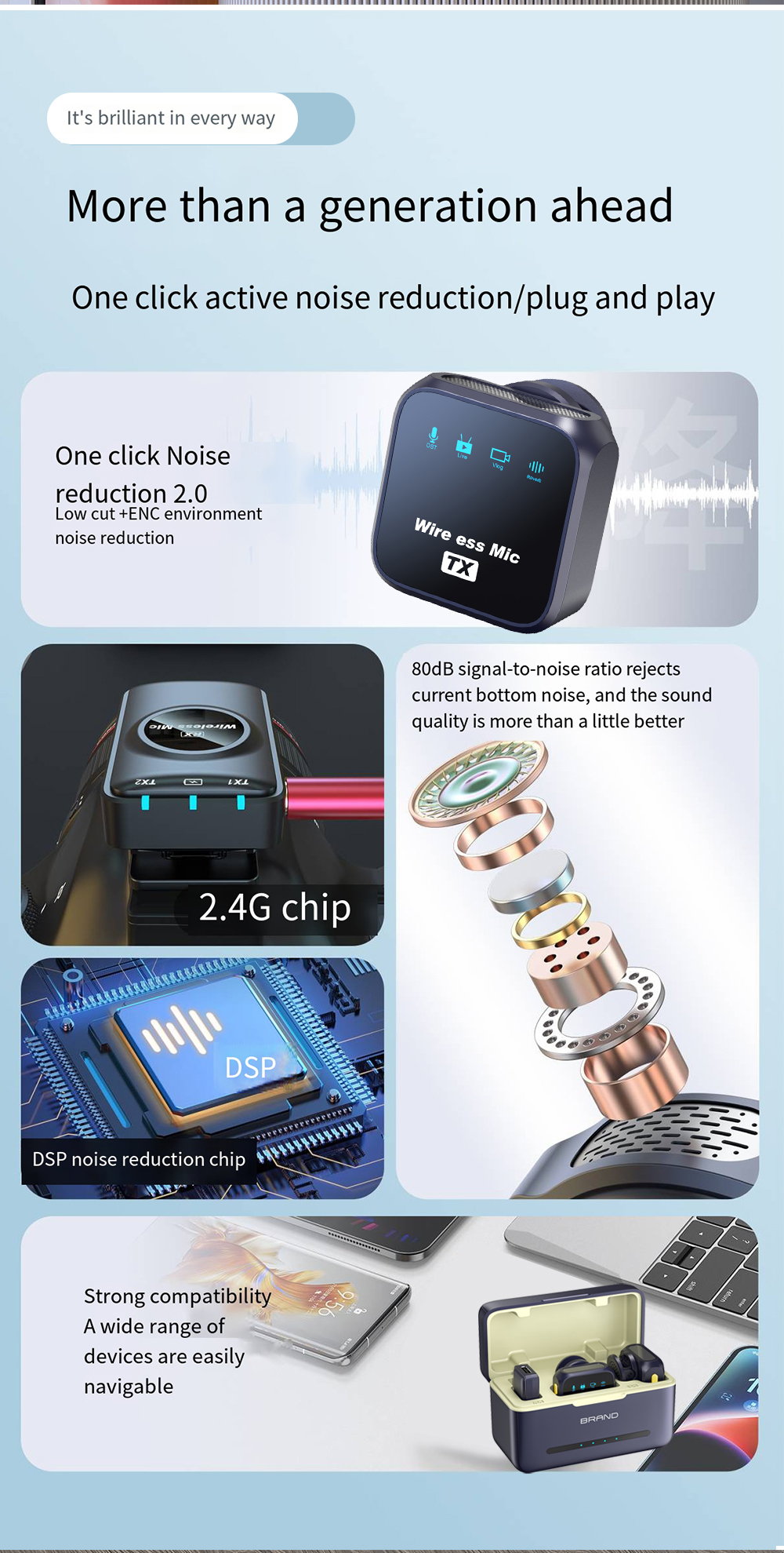 DX12 C Lightweight Mini Portable Wireless Lavalier Microphone for Type-C & Lightning Devices - Image 8